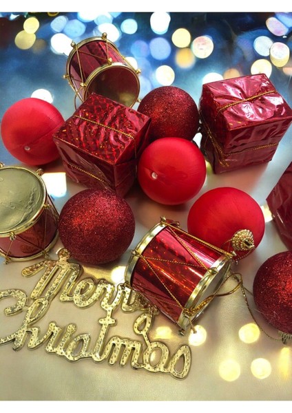 13 Parça Noel Çam Ağacı Süsleme Chrismistmas Yeni Yıl Yılbaşı Noel Çam Ağacı Süsü Lü x 13 Parça