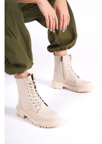 Kadın Emil Shoes Bej Postal Fermuarlı Bağçıklı Bot modelleri