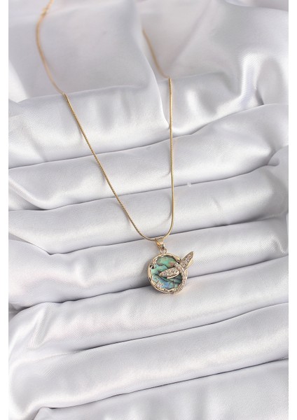 316L Çelik Gold Renk Zincir Zirkon Taşlı Yusufçuk Model Kadın Kolye fiyatları