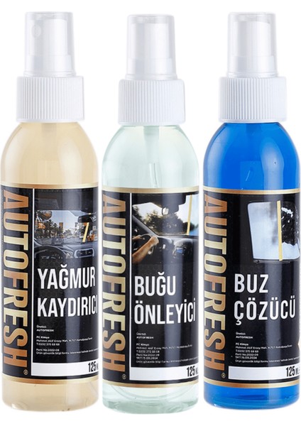 Autofresh Kışlık 3'lü Oto Bakım Sprey Set Buğu Önleyici Buz Cözücü Yağmur Kaydırıcı 3X125ML fiyatları
