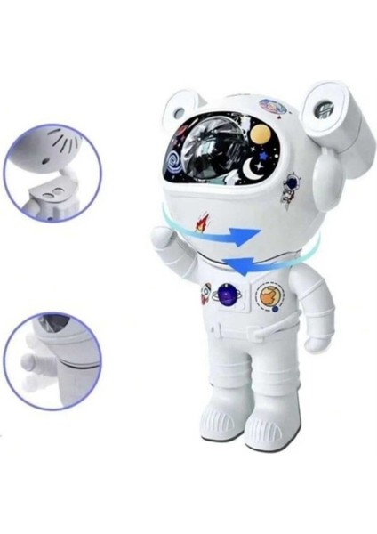 Bluetooth Hoparlörlü Astronot Yıldız Gezegen Projektörü Kumandalı Gece Lambası Yeni Nesil Büyük Boy