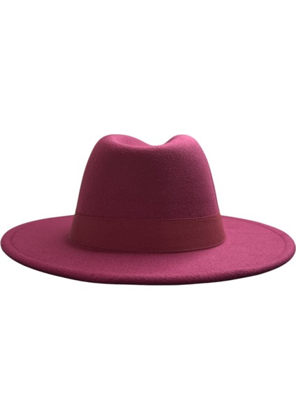 Kışlık Kaşe Keçe Fedora, Erkek Kadın Fötr Şapka, Kovboy Şapka- Bordo modelleri