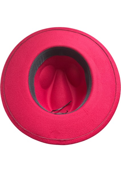 Kışlık Kaşe Keçe Fedora, Erkek Kadın Fötr Şapka, Kovboy Şapka- Kırmızı modelleri