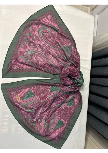 Etnik Desenli Şal 75 x 190 mm Retro Soft Şal Yeşil