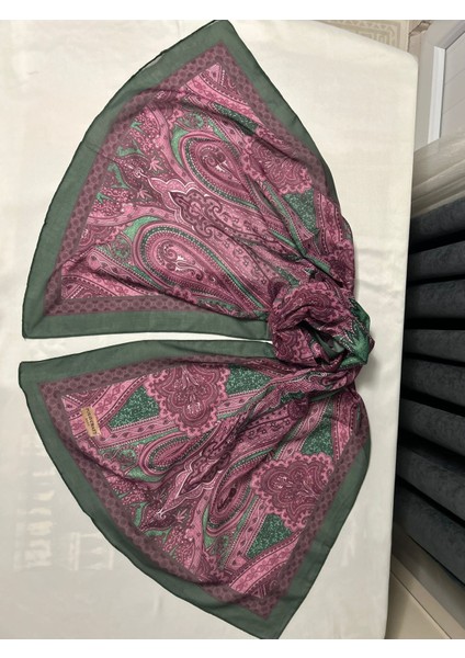 Etnik Desenli Şal 75 x 190 mm Retro Soft Şal Yeşil