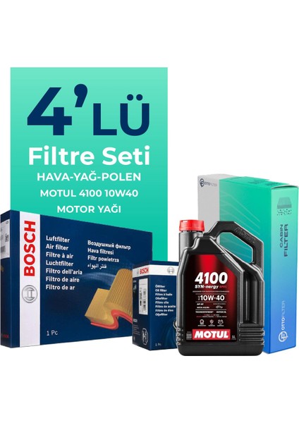 Fiat Palio 1.4 Benzinli Filtre Bakım Seti Motul Motor Yağlı (1998-2012) 4 Lü
