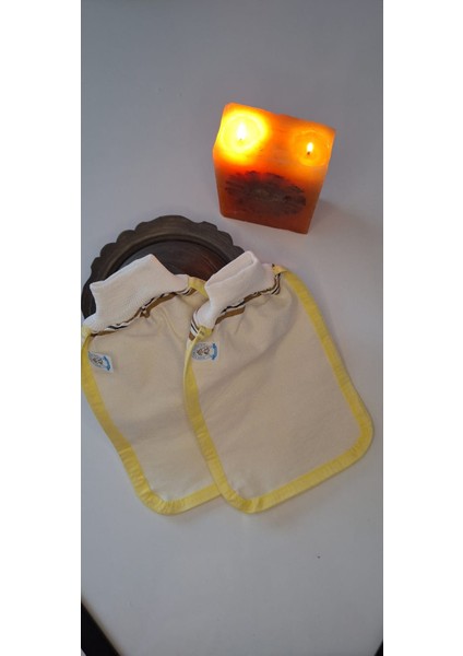 Konfor Sarı Biyeli Hızlıgiy Kese Seti-2 Adet Kese-Lastikli Kese-Banyo ve Duş Kesesi