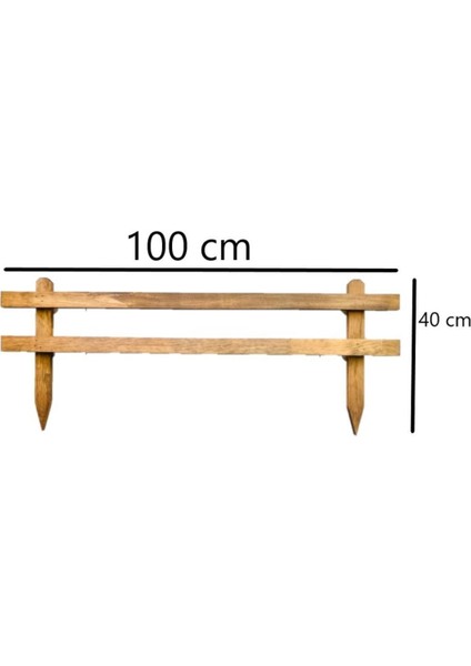 Ahşap Bahçe Çiti Kazıklı Çit 100CM x 40CM Kahverengi