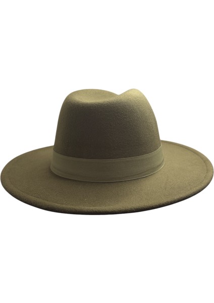 Kışlık Kaşe Keçe Fedora, Erkek Kadın Fötr Şapka, Kovboy Şapka - Haki fiyatları