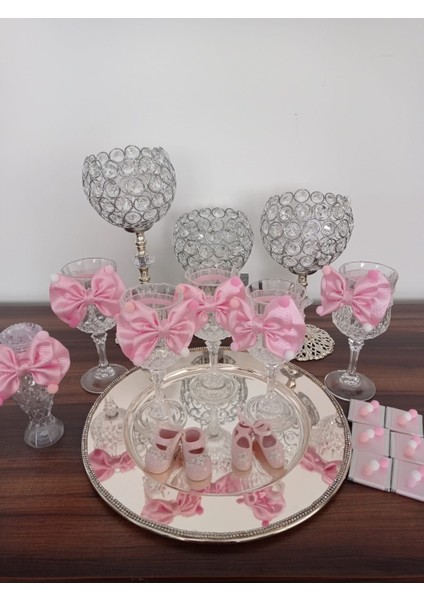 Lohusa ,yeni Doğan Misafir Sunum Ikram Seti, Şerbet Bardağı Kadehi Dekoru, Çikokolata, Kolonya