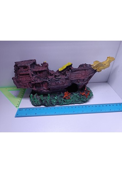 Batık Gemi 28X10X11CM Büyük Akvaryum Dekoru