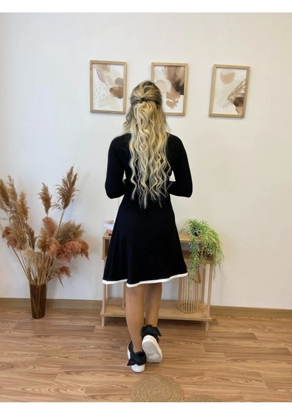 Kadın Uzun Kollu Derin Yuvarlak Yakalı Kısa Viskon Iki Iplik Elbise fırsatları