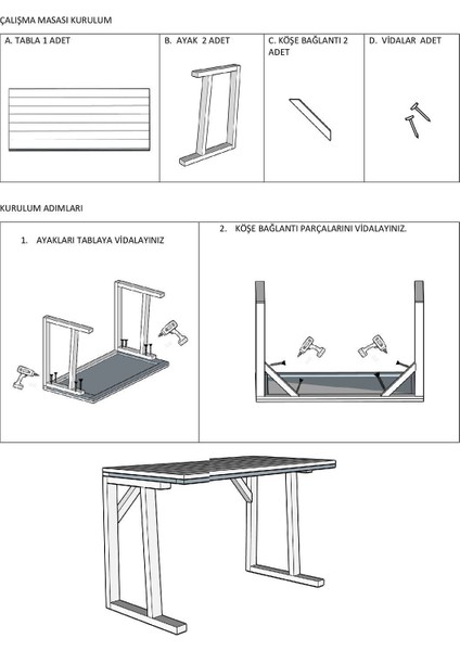 Masif Ahşap Çalışma Masası Ofis Masası