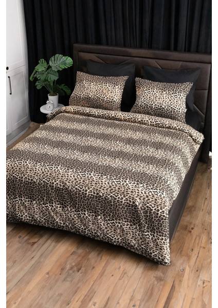 Çift Kişilik Nevresim Takımı Leopar (Çarşafı Lastikli)