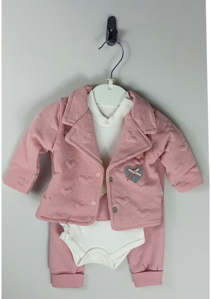 Kız Bebek Takım ( Zibin, Alt ve Ceket ) 0-9 Ay -100 % Pamuk