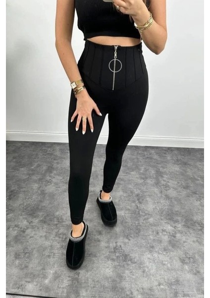 Kadın Yüksek Bel Toparlayıcı Korse Detay Dalgıç Kumaş Tayt fiyatları