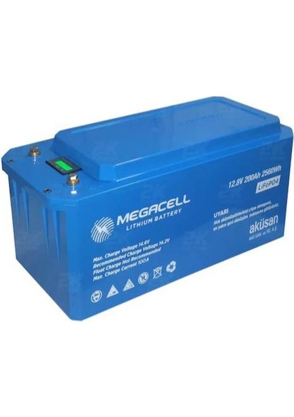 Megacell Lifepo4 12.8V 200AH Karavan/marin Abs Lityum Demir Fosfat Akü