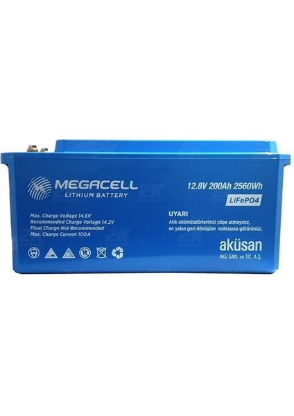 Megacell Lifepo4 12.8V 200AH Karavan/marin Abs Lityum Demir Fosfat Akü