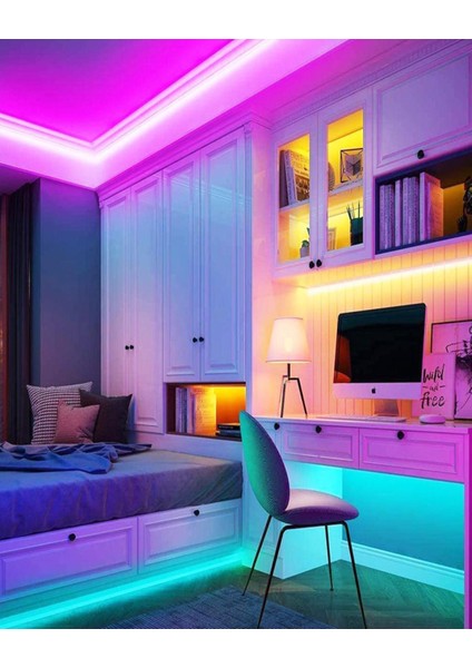 5 Metre Şerit Animasyonlu Tak Çalıştır Kumandalı Trafolu Rgb Şerit Işık Aydınlatma Parti LED 1 Adet fırsatları