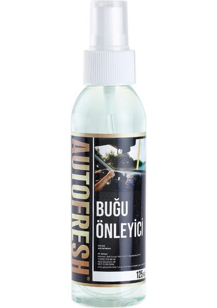 Autofresh Araç Buğu Önleyici Sprey Araç Motorsiklet ve Araba Cam Bugu Giderici 125 ml