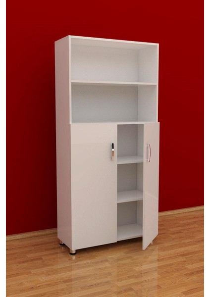 Modüler iki Raflı İki Kapaklı Ofis Dolabı Dosya Dolabı 3G-032-KD-BEYAZ/90x37x190h fırsatları