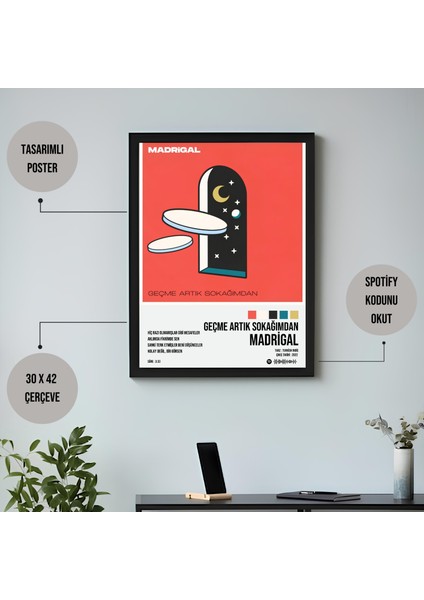 Madrigal - Geçme Artık Sokağımdan Spotify Çerçeveli Poster Tablo fiyatları