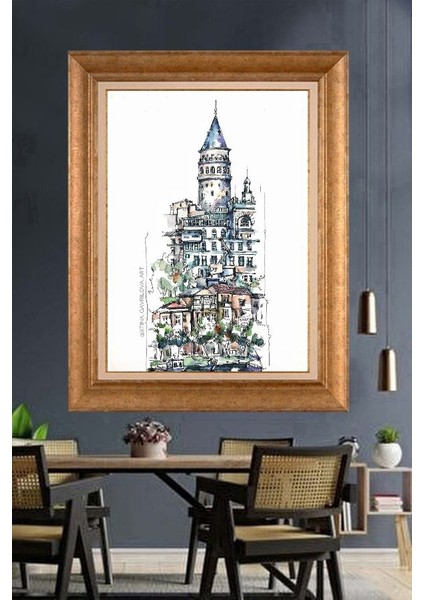 Altın Çerçeveli Paspartulu Tablo U980