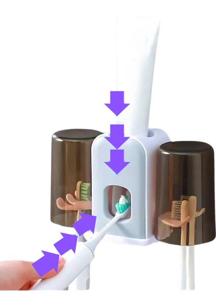 Montaj Gerektirmeyen Pratik Fayansa Duvara Yapışabilen 2 Kupalı Steril Diş Macunluk