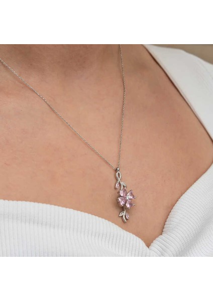 Gümüş Dönen Pembe Yonca Kadın Kolye indirimleri
