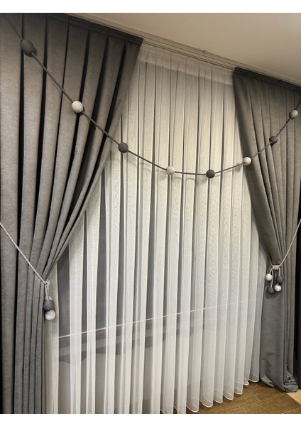 Egenin Atölyesinden Tül Perde ve Fon Perde, Takım, 3 Adet Aksesur Hediyedir, Toplam 8 Parçadır fiyatları