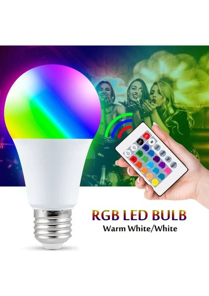 Yeni 220V Rgb Ampul 16 Renk Kısılabilir Ev Dekorasyon Rengarenk Lamba E27 Sihirli Ampuller