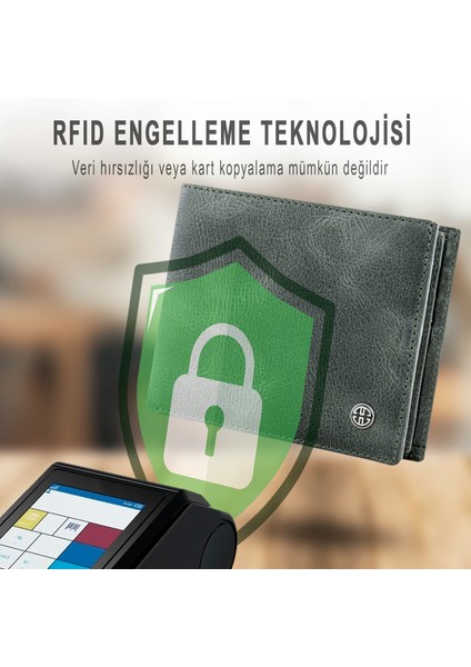 Savona Klasik Yeşil Hakiki Deri Rfid Korumalı Kartlık Erkek Cüzdan Hediyelik