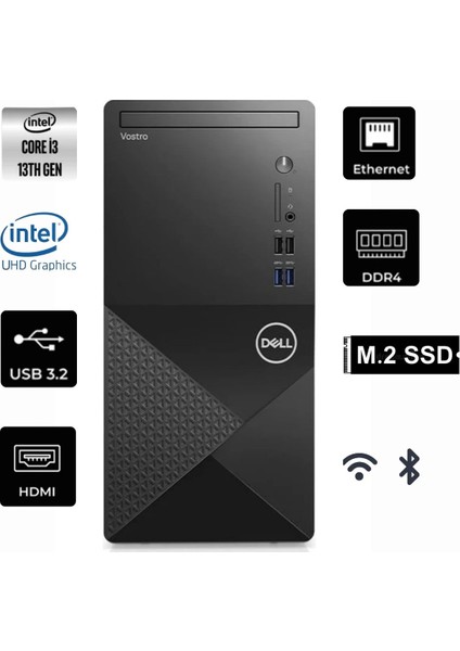 Vostro 3020 N2042VDT3020MTU-07 I3-13100 8 GB 1 Tb SSD UHD Graphics 730 Masaüstü bilgisayar