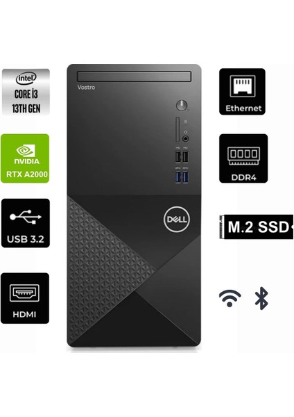 Vostro 3020 N2042VDT3020MTU-260 I5 13400 16 GB 256 GB SSD Rtx A2000 6gb WIN11 Pro Masaüstü bilgisayar