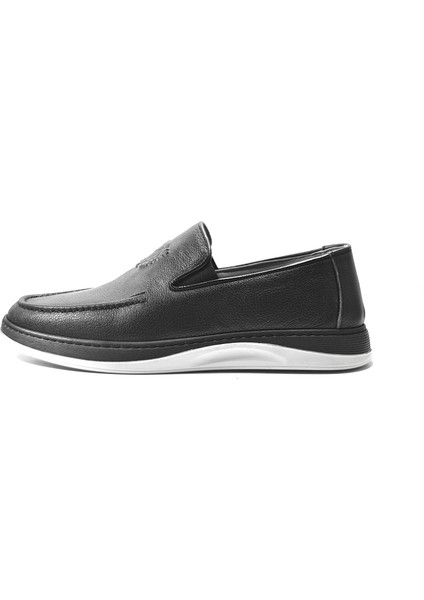 DF.110 Deri Siyah Ortopedik Erkek Loafer Ayakkabı
