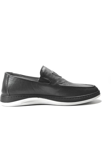 DF.110 Deri Siyah Ortopedik Erkek Loafer Ayakkabı