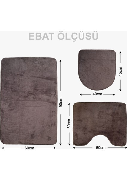 3'lü Unicolor Kahverengi Kaymaz Taban Banyo Paspası & Halısı Seti indirimleri