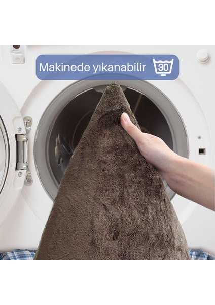 3'lü Unicolor Kahverengi Kaymaz Taban Banyo Paspası & Halısı Seti
