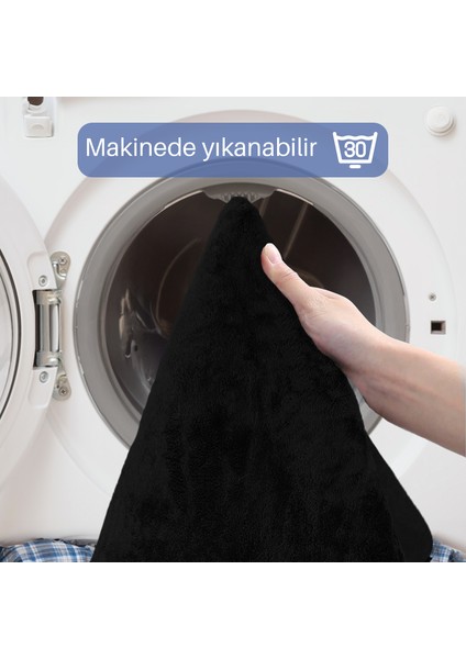 3'lü Unicolor Siyah Kaymaz Taban Banyo Paspası & Halısı Seti