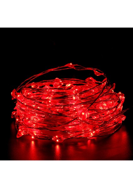 2 Metre Kırmızı LED Işık Kırmızı Yılbaşı Ağacı Işığı Noel Işığı Kırmızı Pilli LED Işık Red LED Light