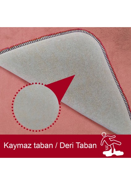 3'lü Unicolor Kırmızı Kaymaz Taban Banyo Paspası & Halısı Seti modelleri