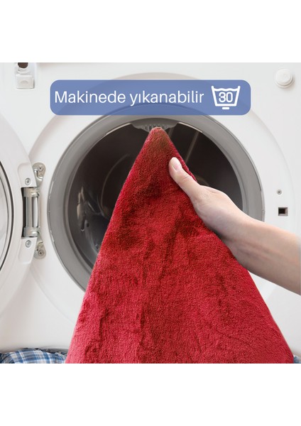 3'lü Unicolor Kırmızı Kaymaz Taban Banyo Paspası & Halısı Seti indirimleri