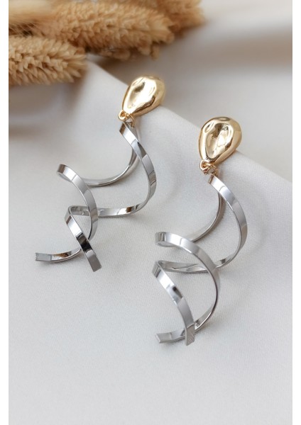Gold ve Silver Spiral Tasarımlı Modern Şık Küpe modelleri