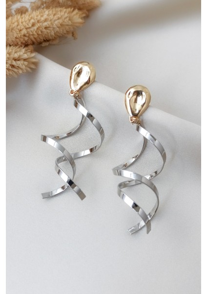 Gold ve Silver Spiral Tasarımlı Modern Şık Küpe fırsatları