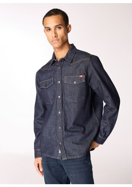 Normal Lacivert Erkek Denim Gömlek M4WM-GML-1475