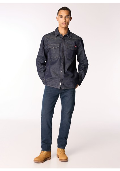 Normal Lacivert Erkek Denim Gömlek M4WM-GML-1475
