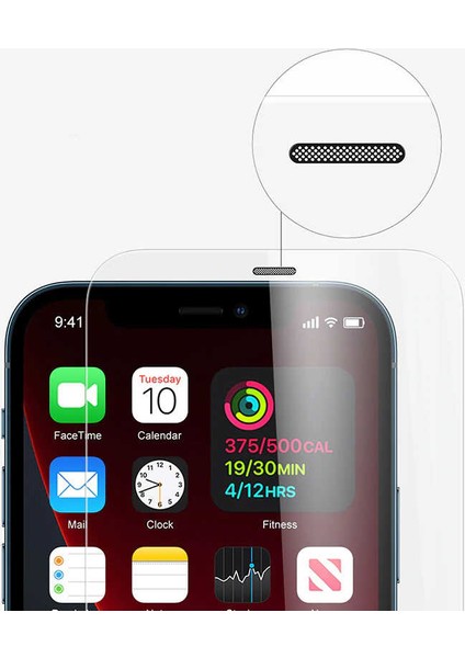 Apple iPhone 12 Pro Max Ekran Koruyucu Tamamen Şeffaf Ahize Korumalı Cam