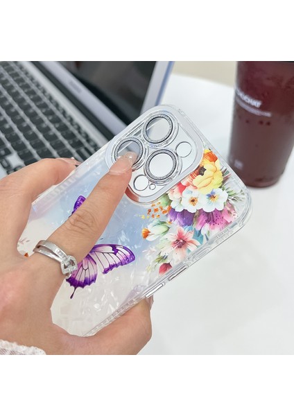 iPhone 16 Pro Elektroliz Çiçek Desenli Tpu+Pc Telefon Arka Kapak Cam Lens Filmi (Yurt Dışından) fiyatları