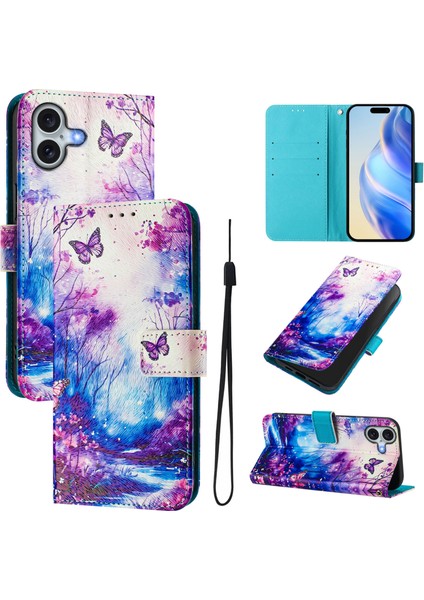 iPhone 16 Plus Askılı Cüzdan Telefon Kılıfı (Yurt Dışından)