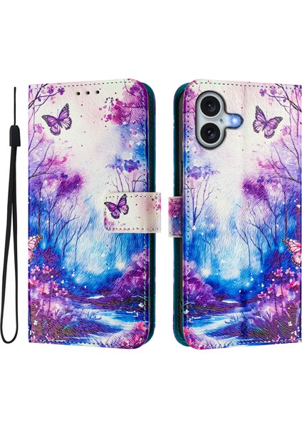 iPhone 16 Plus Askılı Cüzdan Telefon Kılıfı (Yurt Dışından)